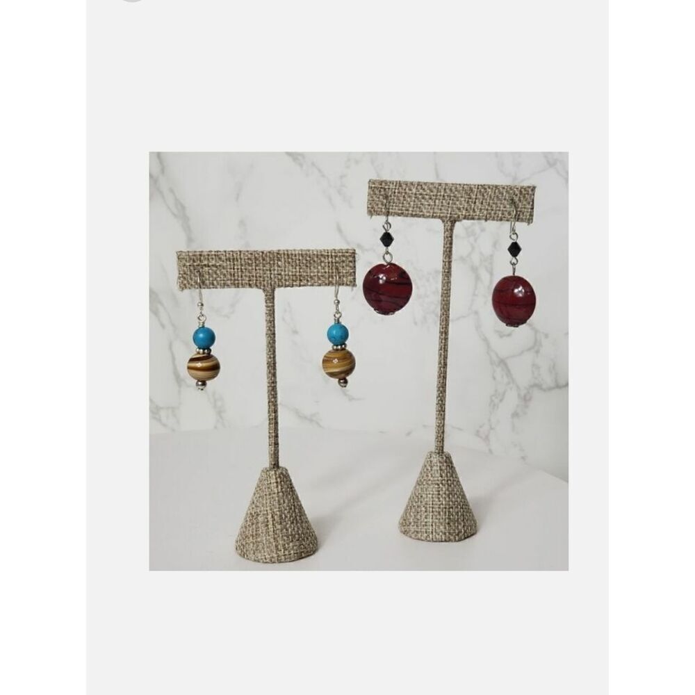 ARTISAN Set of 2 Pairs Glass Bead French Hook Earrings